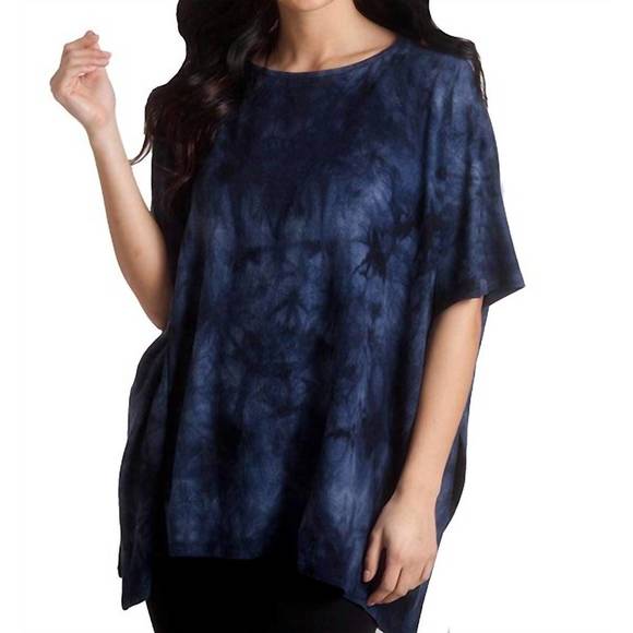 NEW FRENCH KYSS super soft tie dye poncho in denim - Picture 1 of 3
